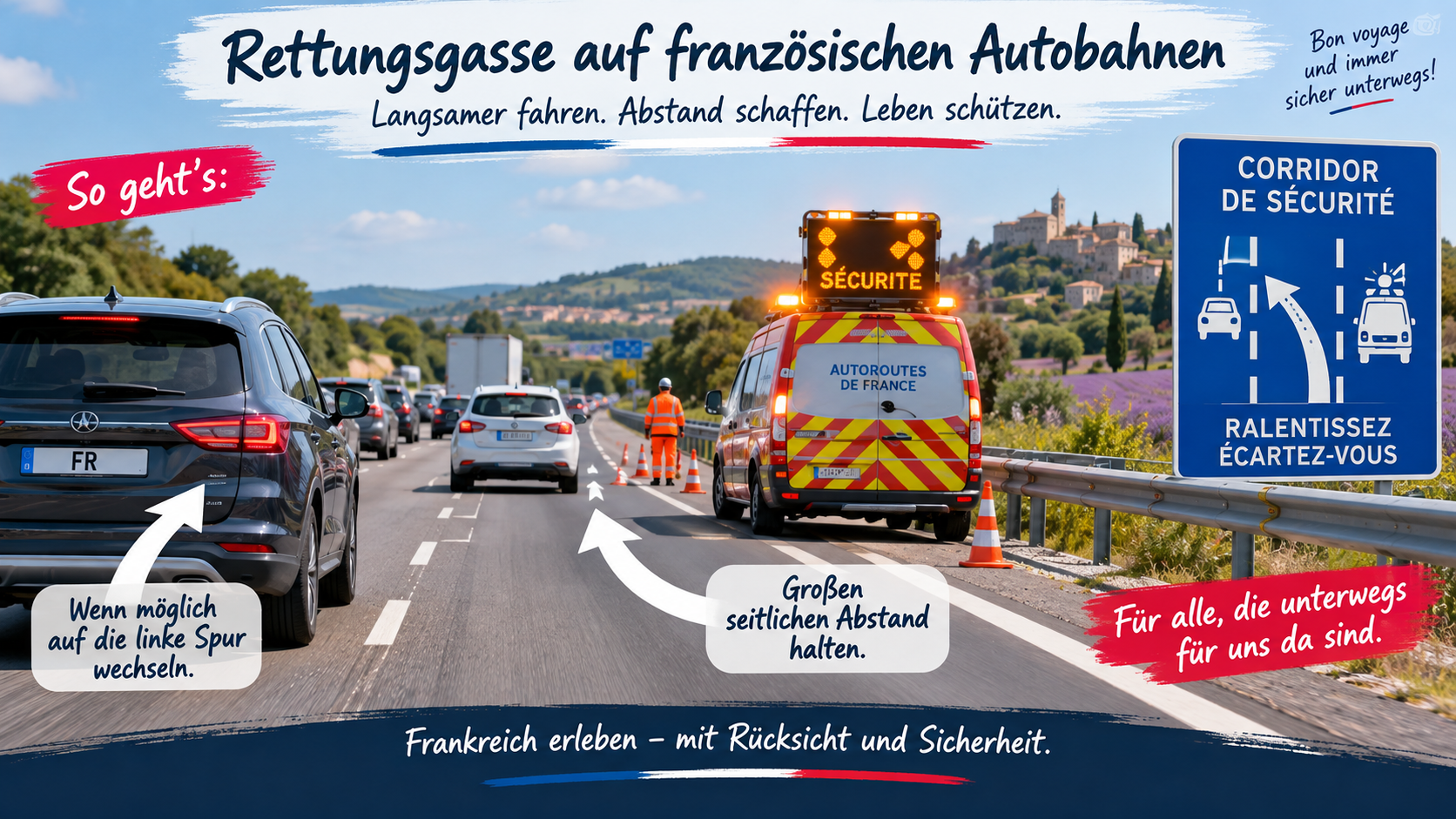 Rettungsgasse auf französischen Autobahnen: Was wir in Frankreich bei Stau und Pannen wissen müssen